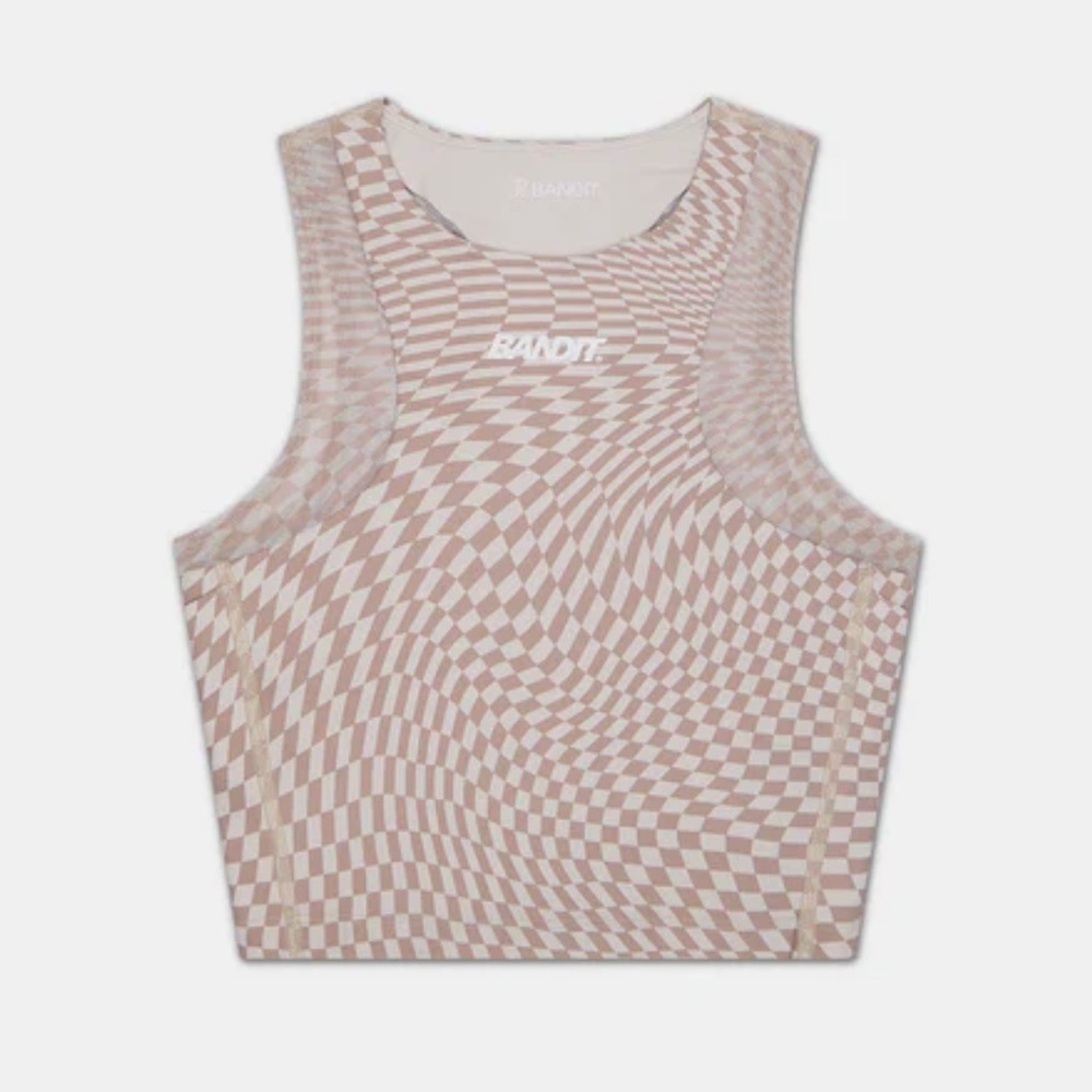 Bandit running STAMINA™ LYRA RACE CROP - CHALK WITH COCOA